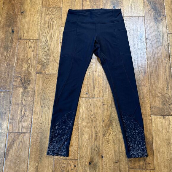 LULULEMON Reflective "Tight Stuff II" High Rise 7/8 Tight Black Size 4 - Picture 1 of 6